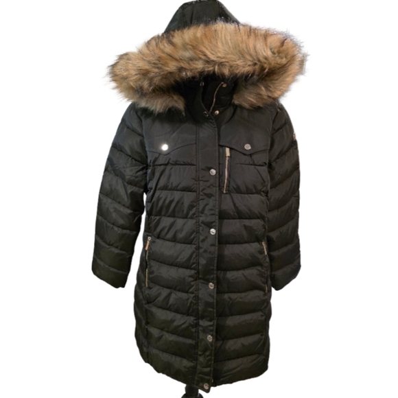 Michael Kors Dark Hunter Green WARM COZY Puffer Coat with Fur Hood Size XL NEW - Picture 6 of 12